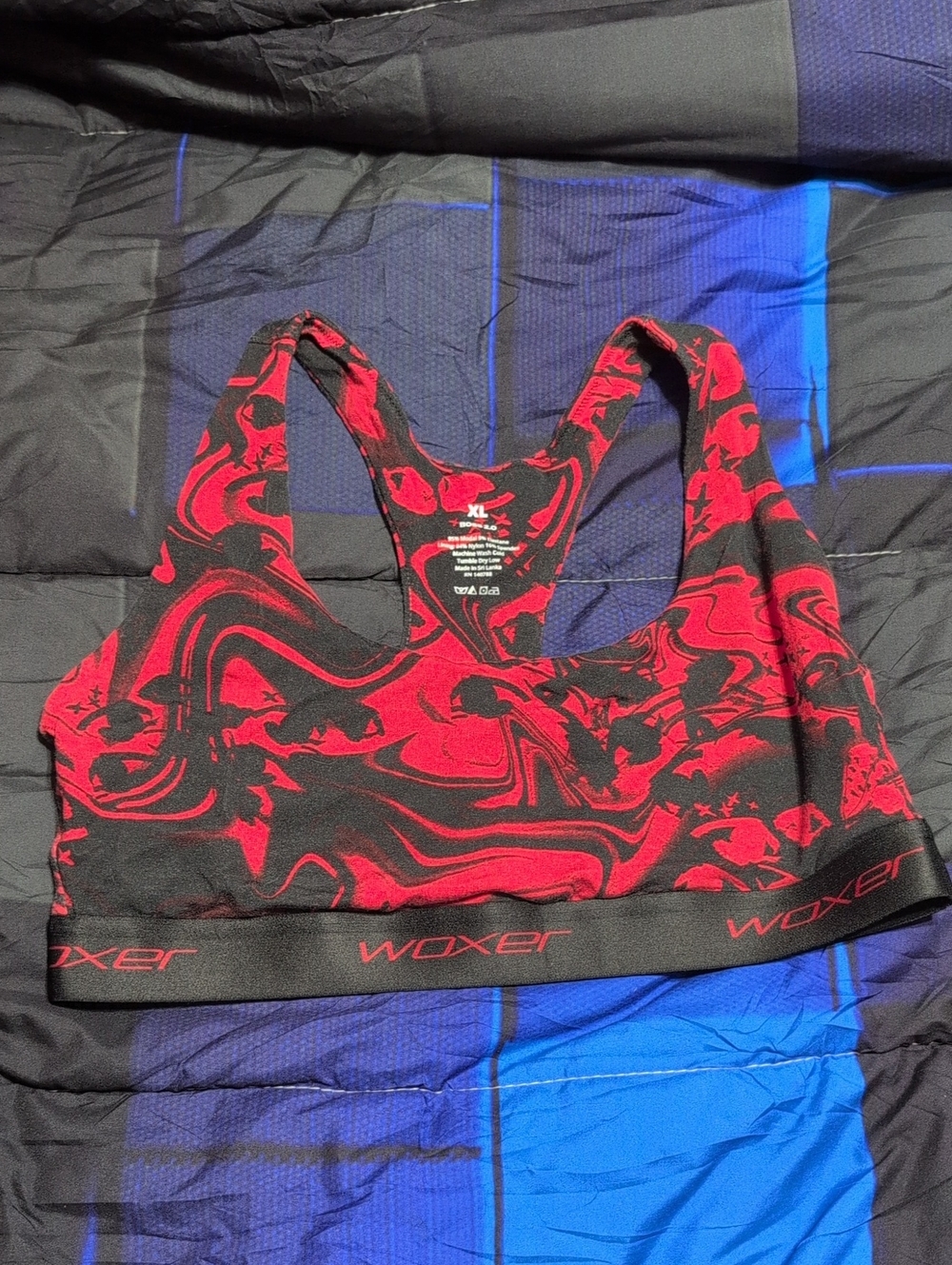 Woxer Red & Black Marble Racerback Sports Bra